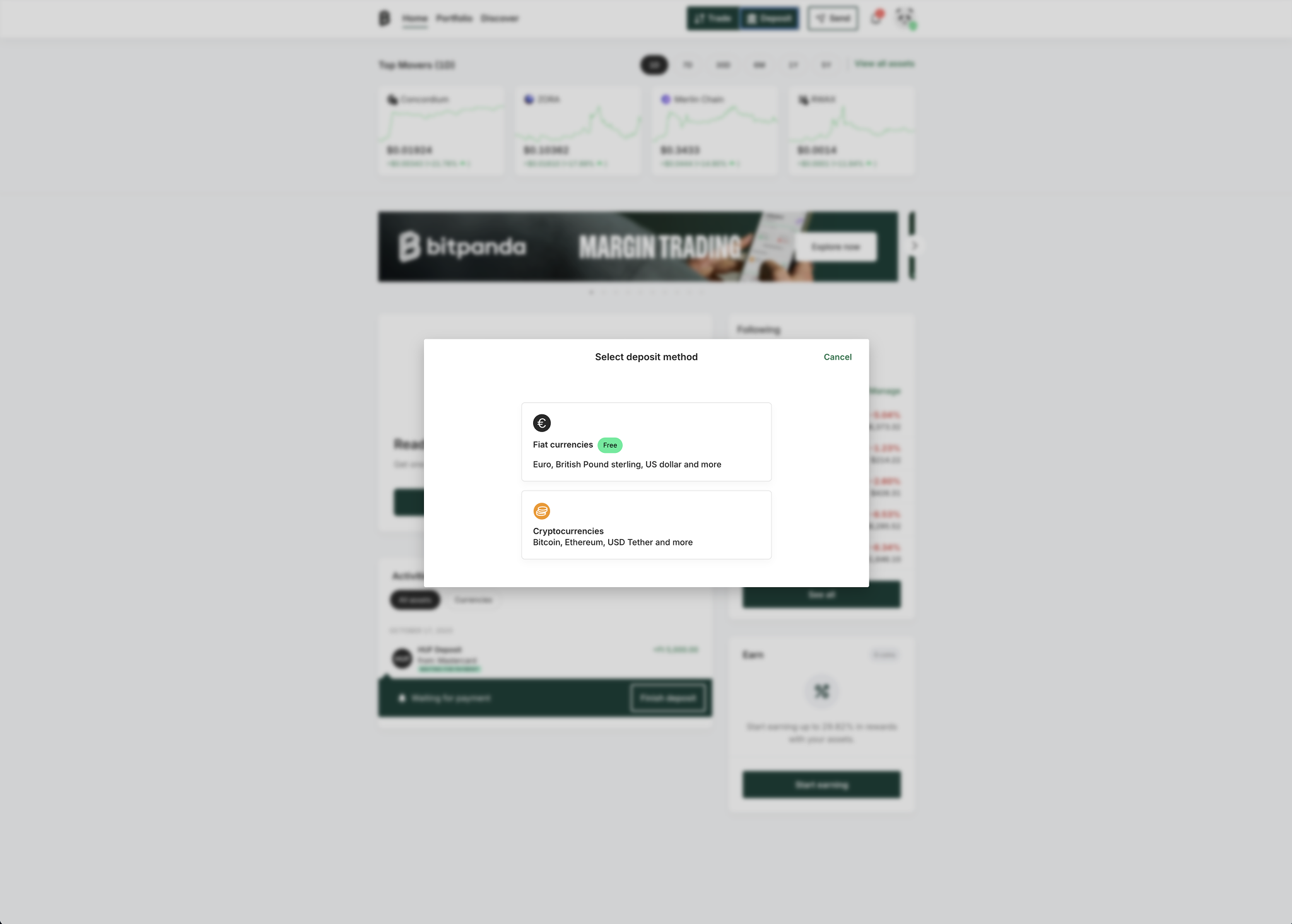 Bitpanda bank-grade deposit and KYC verification flow step one